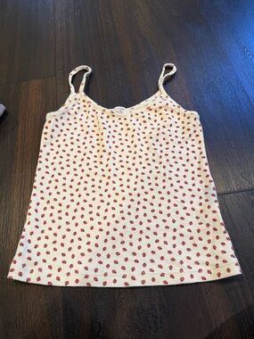 Brandy Melville Women’s Cream Strawberries Print Cami Tank Top